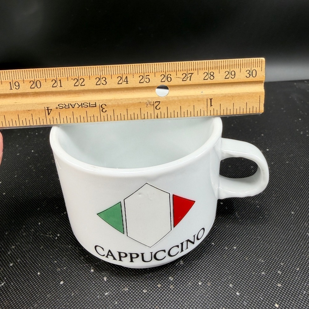 La Bomboniera Italian Flag Cappuccino Cup and Saucer Set White Ceramic 4pc - Picture 3 of 13